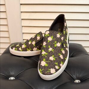 Michael Kors Floral Slip-On Sneakers | Size 8.5 | New | MK Monogram Canvas
